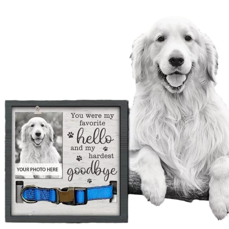 Dog Memorials Picture Frame Dog Picture Frame Pet Collar Sympathy Gift Bedroom Home Decorations for Grieving Friend B03E