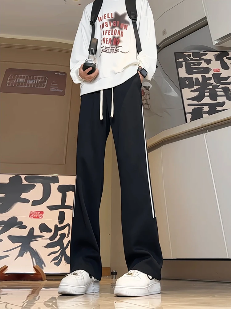 

American Sle Heavyweight Stripe Men's Spring Autumn Sport Pants Tee Bars Straight Leg Casual Trousers for College Students