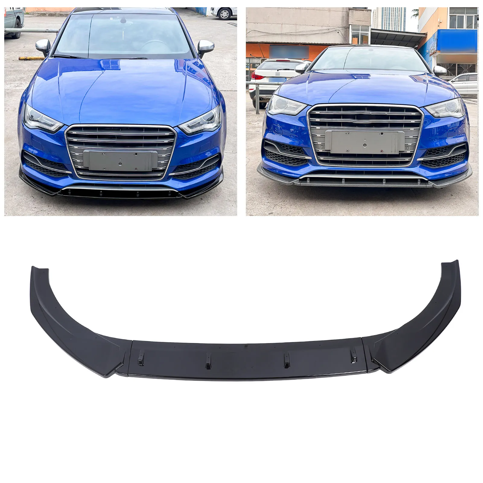 

Front Bumper Lip Spoiler Racing Style 3 Section Type - Car Front Bumper Lip Body Kit for S-Line 8V Pre-facelift 2013-2016