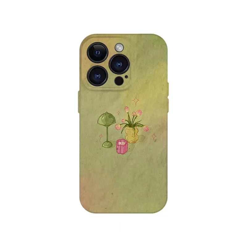 

Yellow and Green Flower Artistic Oil Painting Case for IPHONE 17 16 ProMax 15 14 Plus 13 12 MINI 11 PRO Acrylic Phone Cover