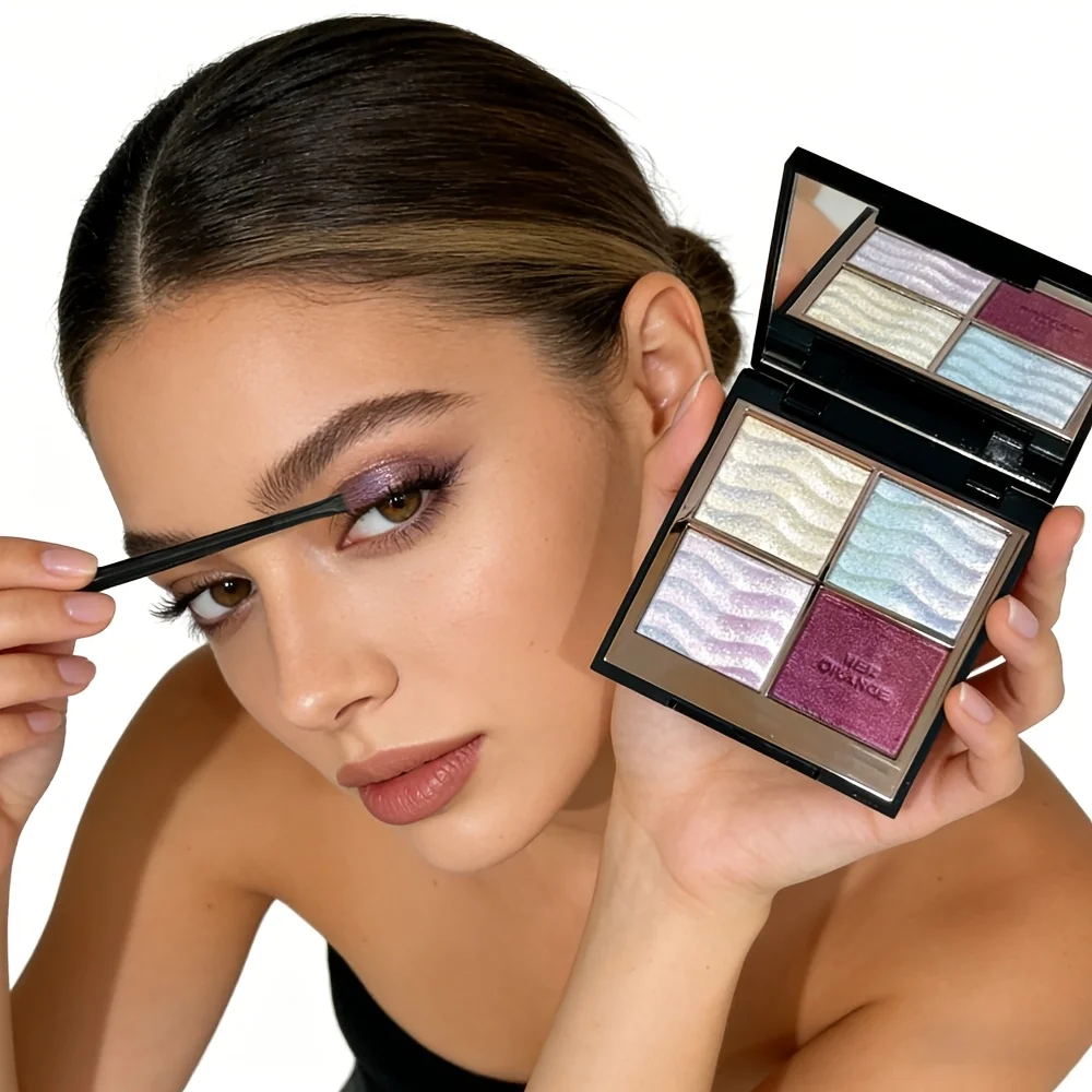 4 Color Shifting Eyeshadow Chameleon Palette Shades Shimmer Glitter Smooth Texture Long Lasting For Multiple Occasions