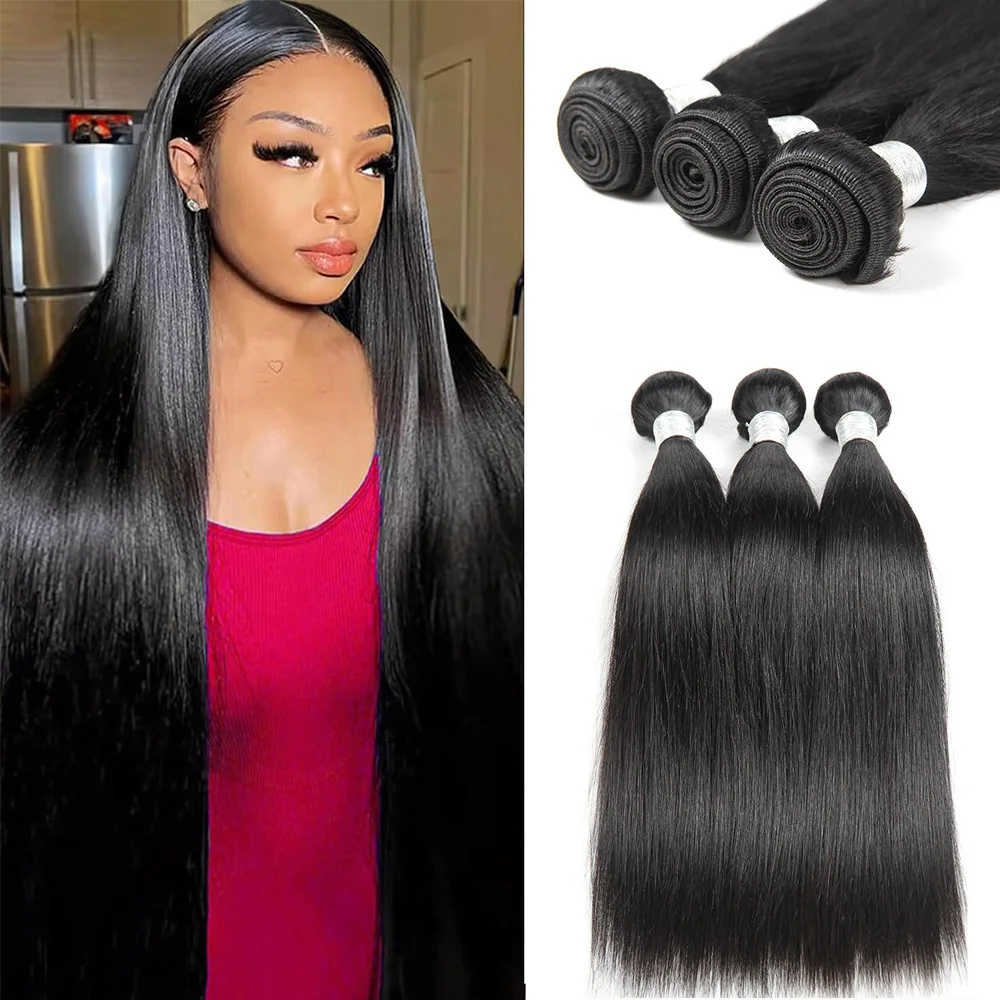 Bone Straight Bundles Human Hair 100% Unprocessed Raw Remy Hair 1 3 4 Bundles Malaysian Extension Double Weft For Women
