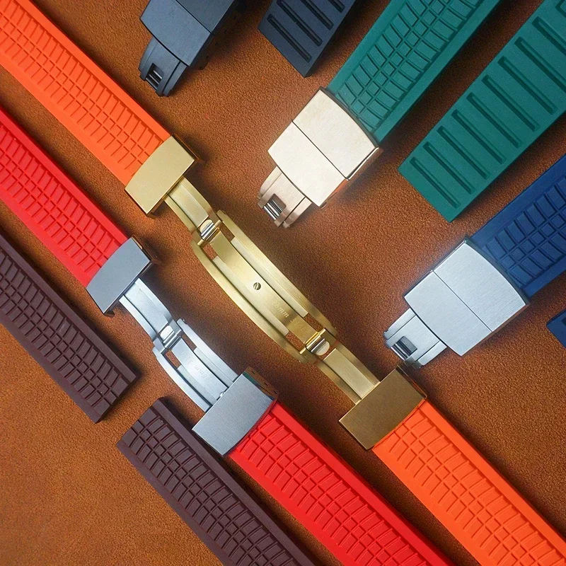 Tired Tread Rubbber Watch Strap 20mm 22mm 24mm CTS Fluororubber Quick Release Spring Clasp Wrist Bracelet Bands FKM Watch Band