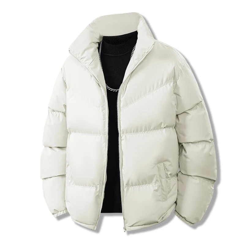 Зимние однотонные парки для мужчин, повседневная мужская одежда с воротником-стойкой, удобная утепленная теплая верхняя одежда, модная универсальная одежда