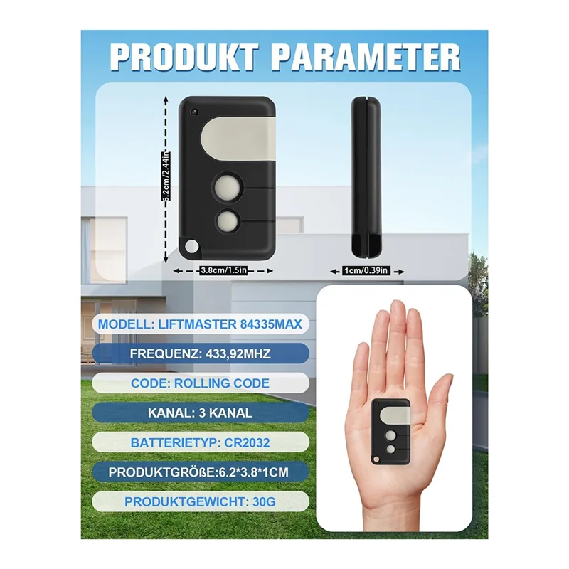 AA60-Télécommande de porte de garage pour télécommande Chamberlain Motorlift 84333EML 94335E TX2REV TX4EV, opérateur de porte de garage