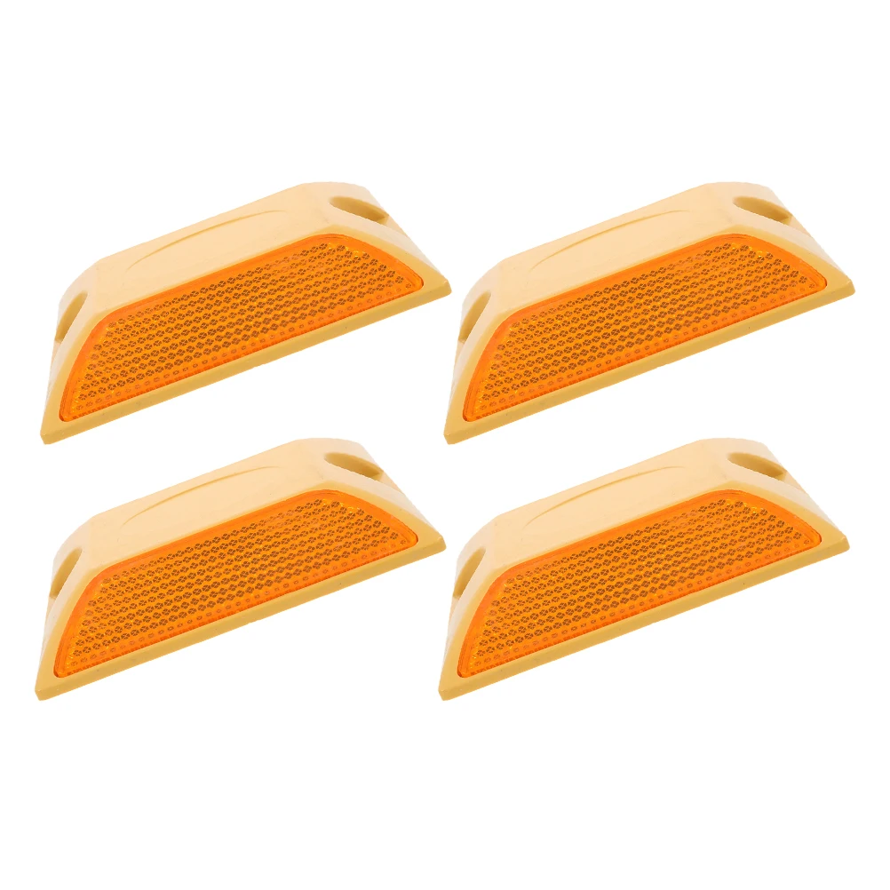 

4 Pcs Road Studs High Visibility Reflective Plastic Markers Pavement Driveway Highway Lane Boundary Safe Driving Night Durable