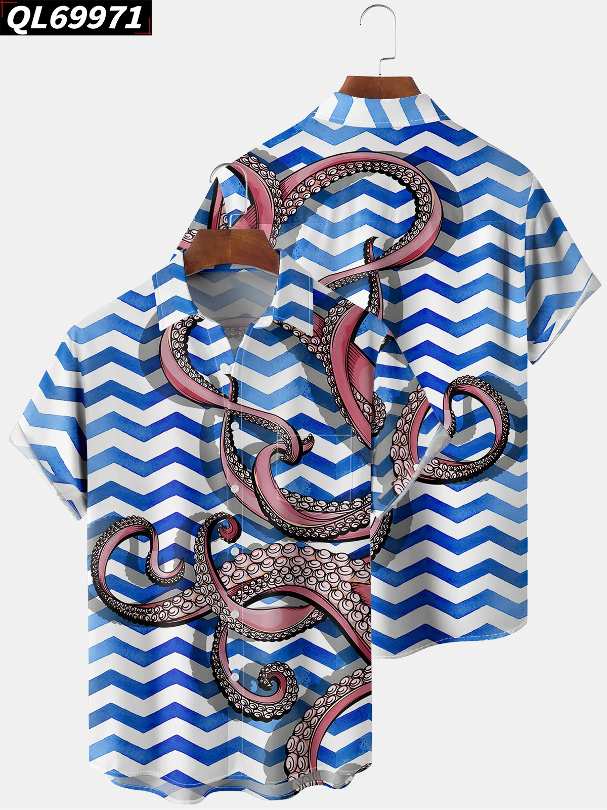 Spring Summer Men's Shirts Button Short Sleeve Dress Oversized Luxury Octopus Dachshund Hawaiian Shirt Men Beach Tops Clothes