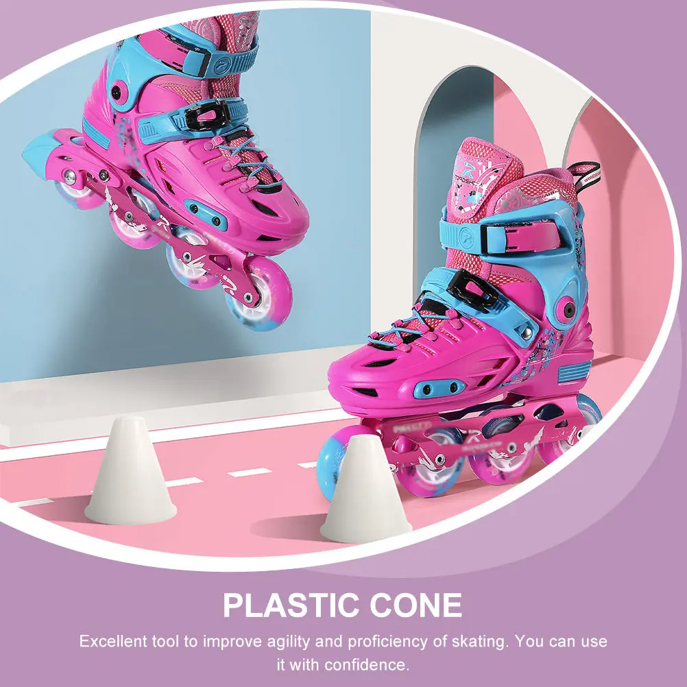 1Set Outdoor Roller Skating Training Cones Windproof Hollow Design Pe Plastic Agility Cones for Skating Control Improvement