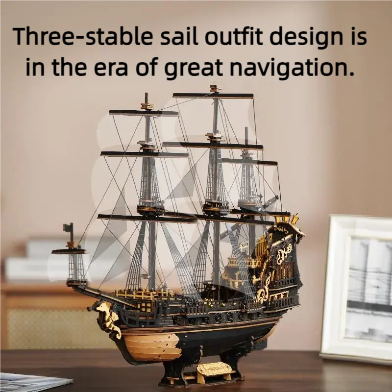 Puzzle 3D in legno Seahouse Barque Pirate Decorazioni per la casa fai da te per la scrivania Regalo per adolescenti Kit artigianale rompicapo per adulti