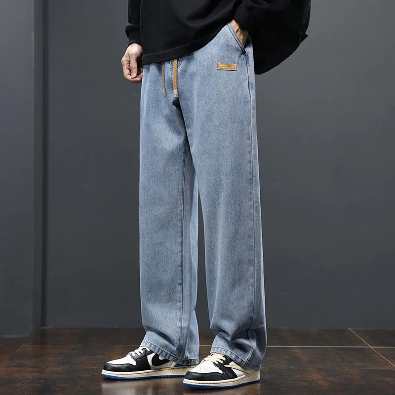 

2024 Spring and Autumn New Fashion Solid Color Retro Straight Leg Jeans For Men Casual Loose Comfortable High Quality Pants 4XL