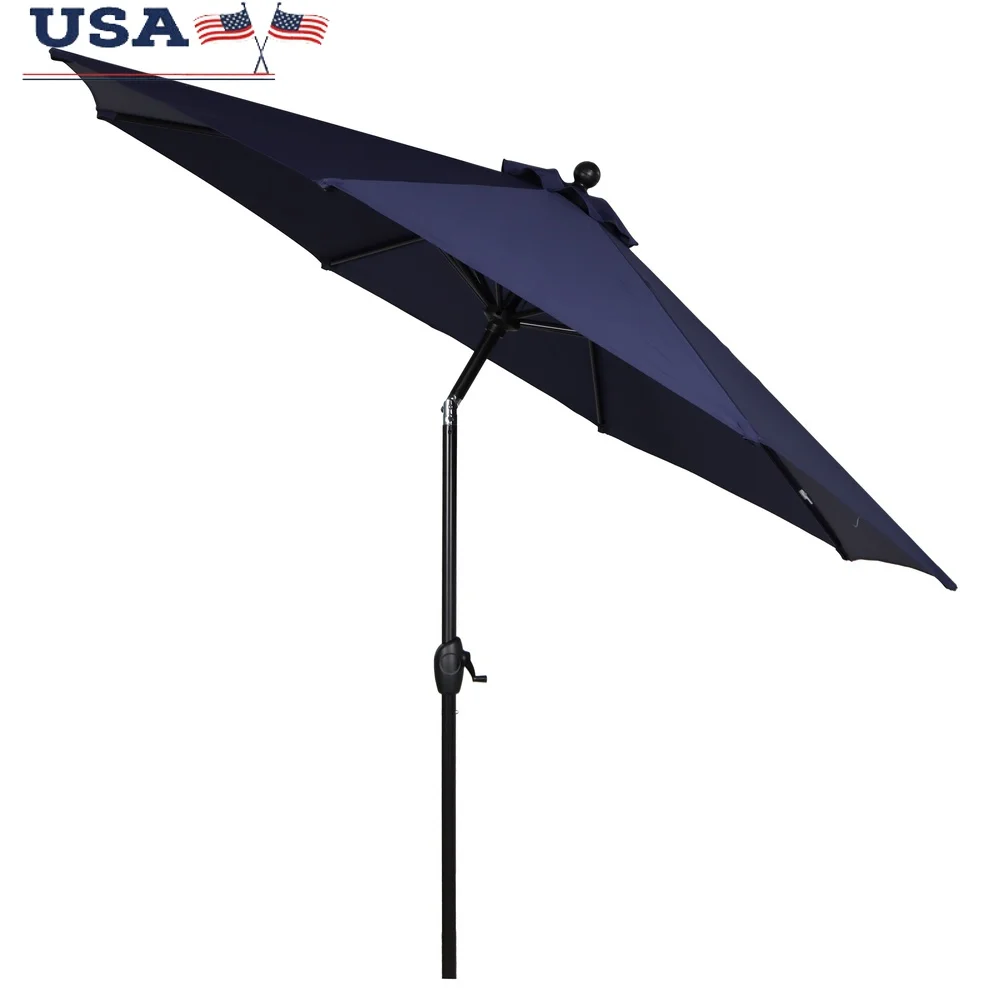 

9ft Patio Umbrella Crank Lift Adjustable Tilt Fade Resistant Steel Frame Market Umbrella Garden Deck Outdoor Use