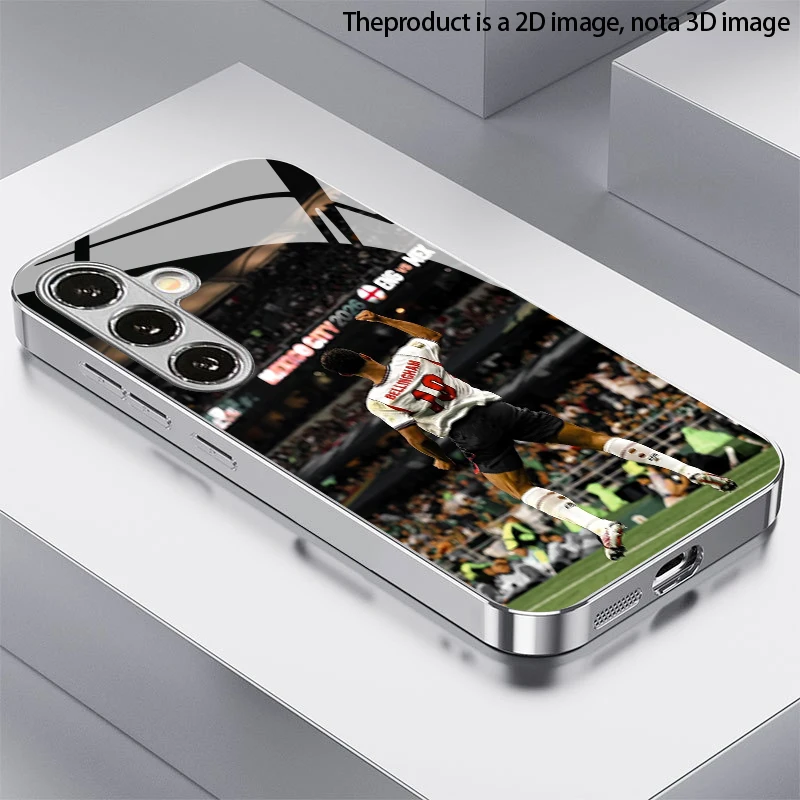Football Star Pattern 2D Phone Case for Samsung S26 S25 S24 S23 S22 S21 S20 A56 A36 A16 - Electroplated Glass Protective Cover