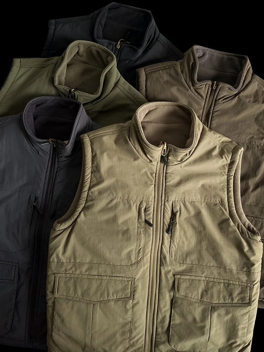 

Thiened Double-Sided Wear Workwear Vest Hard-Core Fce Lined Stand Collar Waterproof Sports Jaet for Youth Winter Season