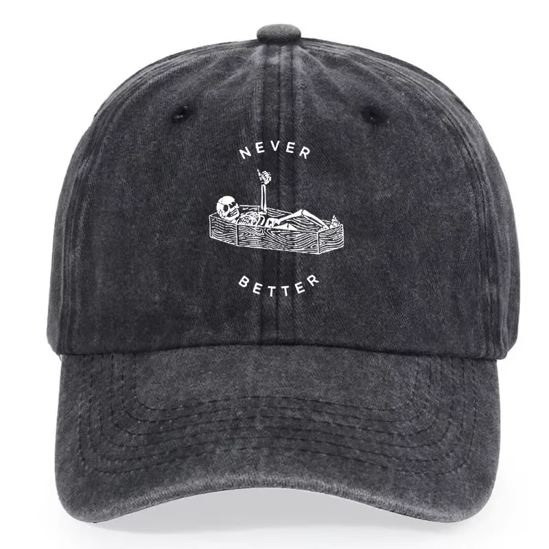 قبعة بيسبول بنمط جمجمة قابلة للتعديل لا تتلاشى أبدًا مصنوعة من القطن، قابلة للتنفس، وقابلة للغسل، وأسلوب متعثر