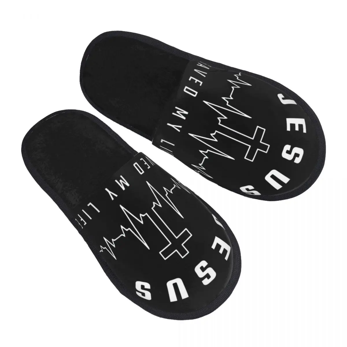 Custom Jesus Saved My Life Soft Scuff Memory Foam Slippers Women Christian Religious Faith Hotel House Shoes