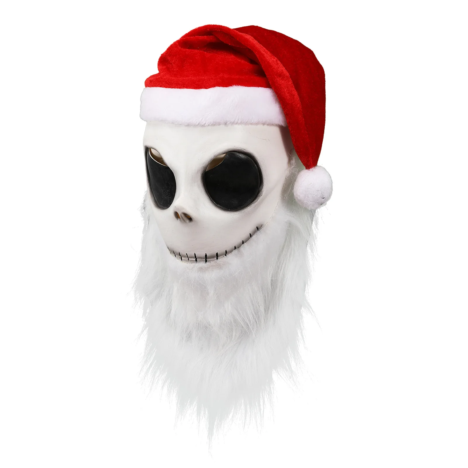 Weihnachtsmann-Maske Halloween Cosplay Kostüm-Maske Das Skelett Weißer Bart Roter Hut Albtraum-Party Cosplay-Requisiten – Detail 5