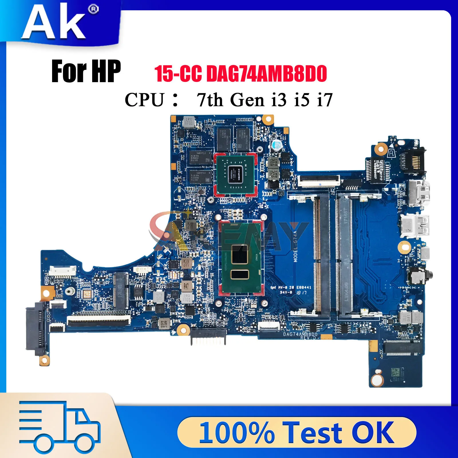 

DAG74AMB8D0 For HP Pavilion 15-CC Laptop Motherboard With i5 i7 7th Gen CPU 940MX GPU 926278-601 926281-601 Tested OK