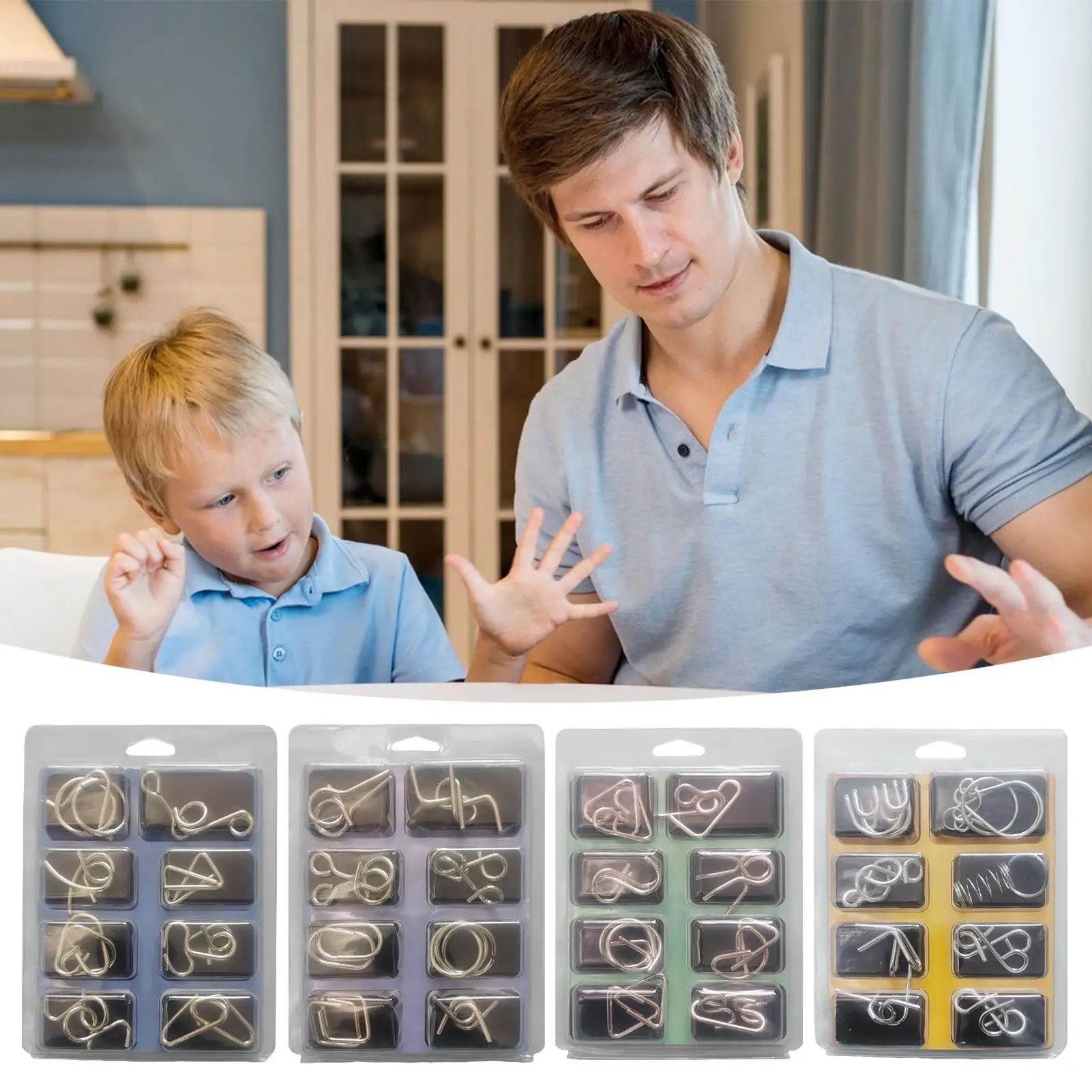 금속 퍼즐 두뇌 티저 논리 훈련 지능 장난감 지능 테스트 두뇌 티저 가정 사무실용 금속 퍼즐