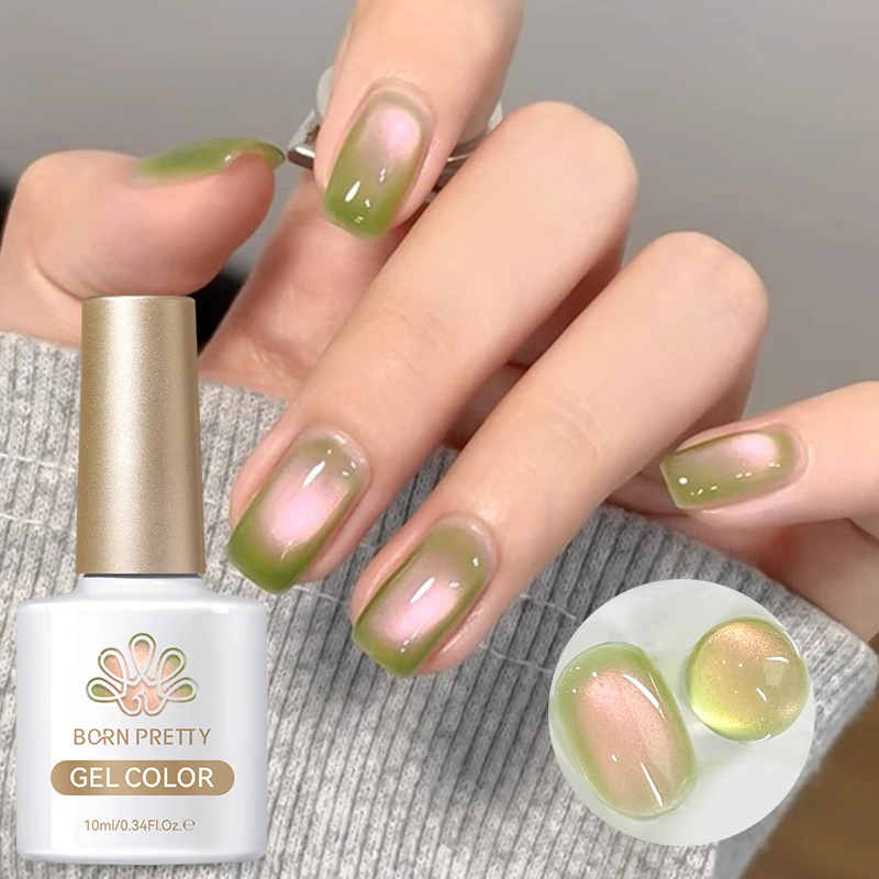 BORN PRETTY 10 ml/15 ml Guave Green Cat Magnetic Gel Shine Glitter Semi Permanent Soak Off UV Lack Nagelzubehör