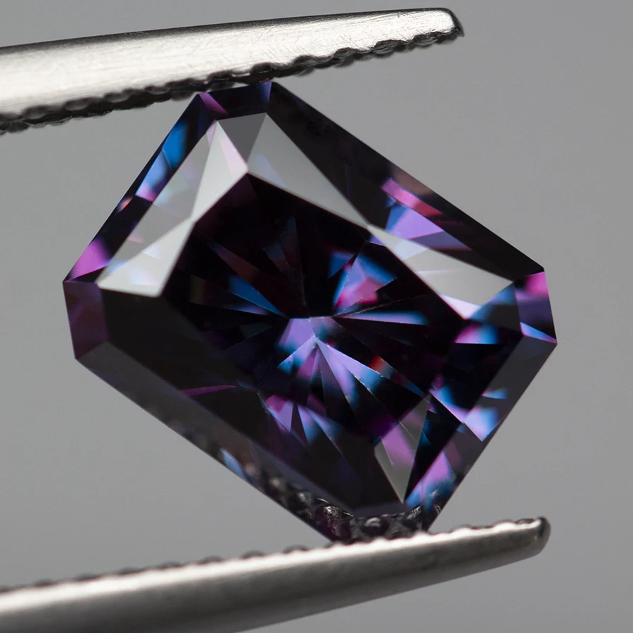 Royal Purple Moissanite Stone Radiant Cut 1.0-5.0ct VVS1 Lab Diamond Gemstone Passed Diamond Test with GRA Certificate