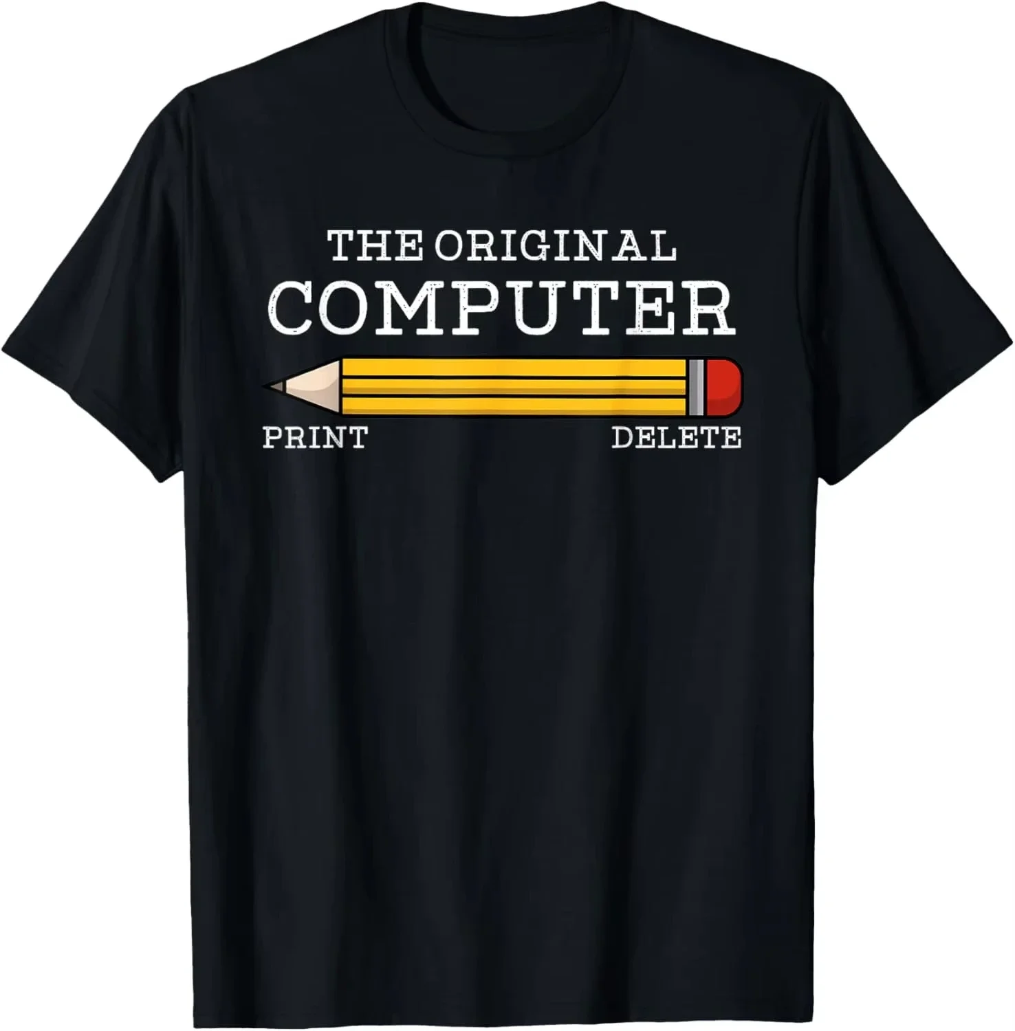 The Original Computer Funny Pencil IT Tech Support T-Shirt Graphic Tee Short Sleeve Men T-Shirt