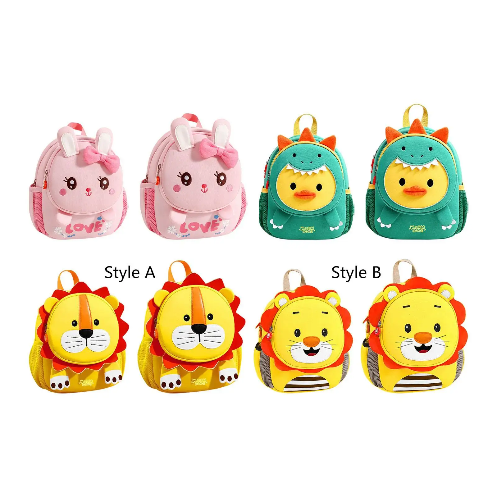 Kids Backpack Gift Chest Strap Cute Double Pull Zipper Animal Cartoon