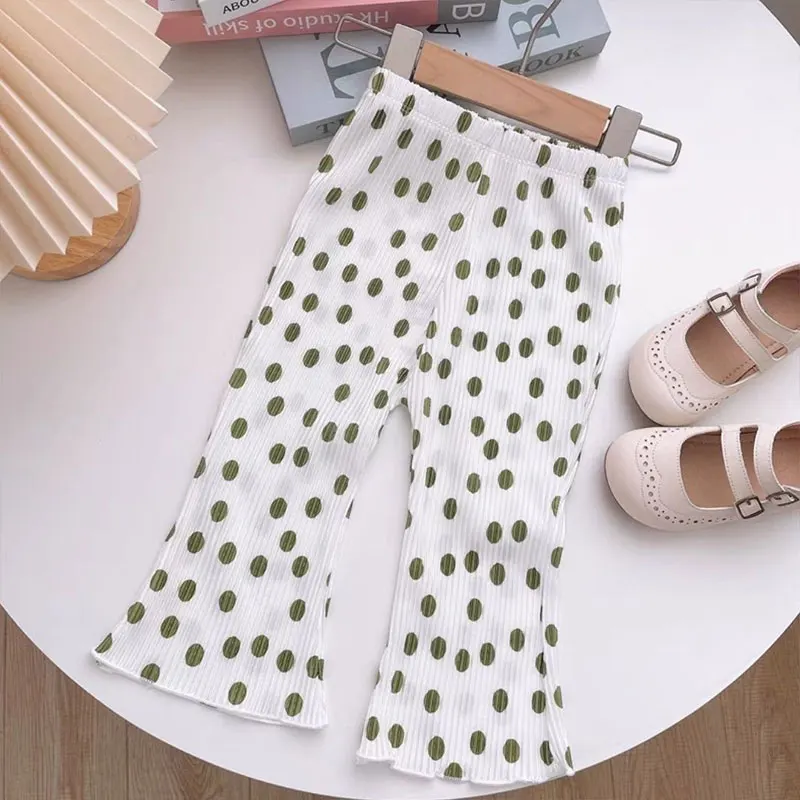 Elegant Fashion Harajuku Slim Fit Children Clothes Loose Casual All Match Leggings Fragmented Flowers Thin Style Flared Pants