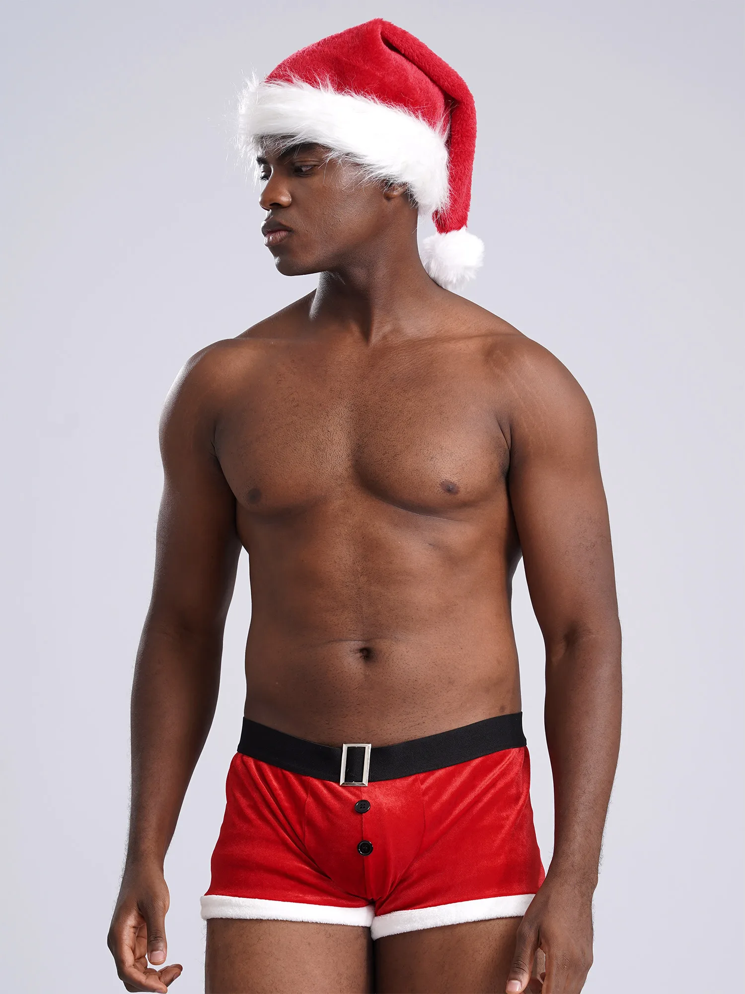 Ensemble de sous-vêtements en velours de Noël pour hommes, costume de cosplay du père Noël, discothèque, bar, pôle, spectacle de danse, habillage carnvial de performance