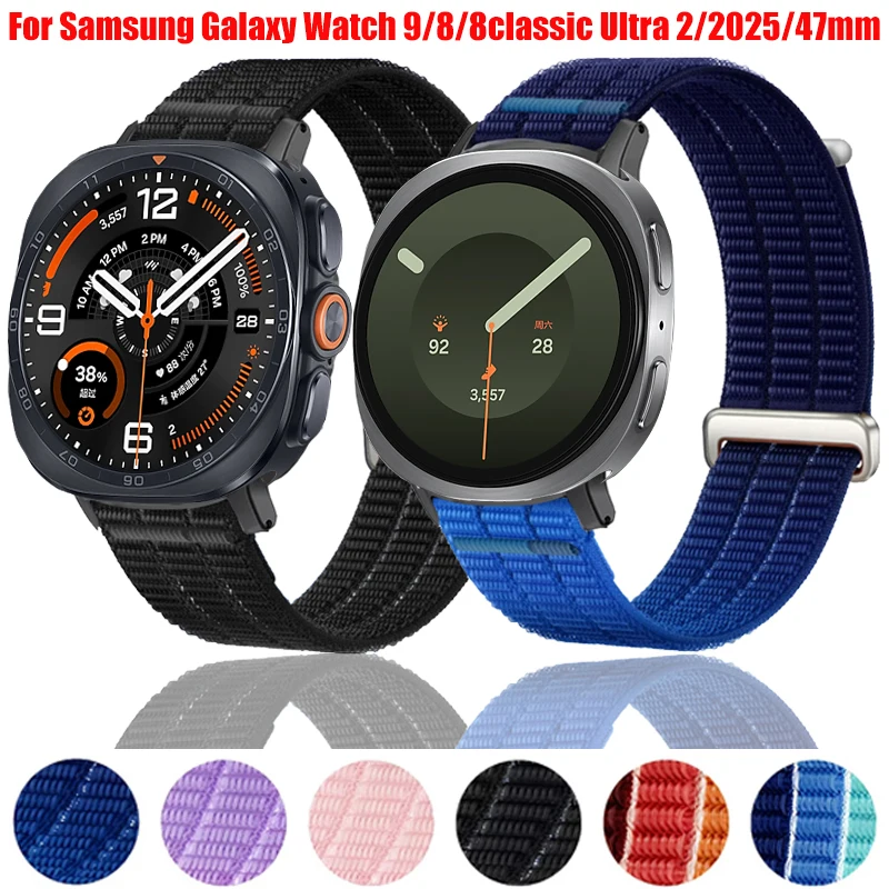 Nylon-Schlaufenarmband für Samsung Galaxy Watch Ultra2/Ultra 47MM 2025 Sportarmband für Galaxy Watch 9 8 40mm 44mm/8Classic 46mm