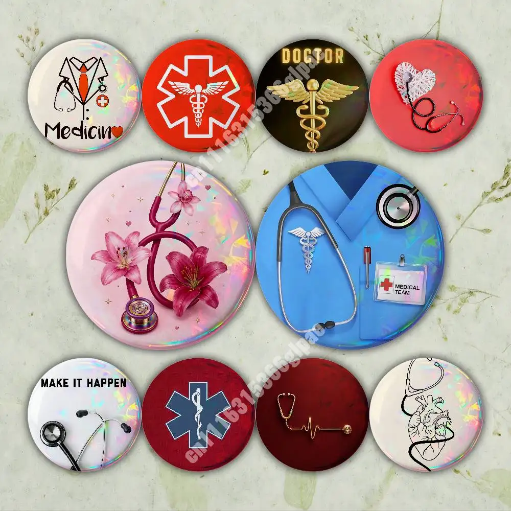 Love Doctor Nurse Medical Staff Pin Badge 2PC Sets for Accessories & Bags & Clothes Metal Button Creative Gift