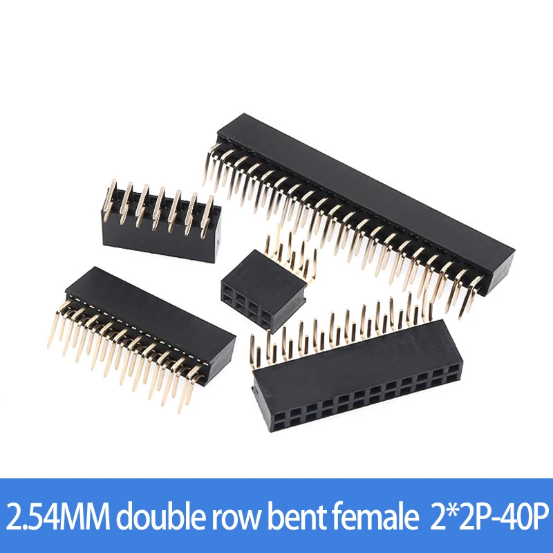 2.54MM double row female bent pin female socket connector socket, 90 degree horizontal 2*2P/3P/4P/5P/6P/8P-2*40P terminal block