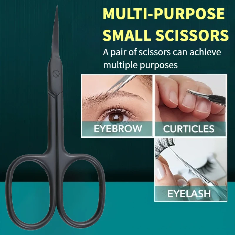 Curved Scissors  Multi-Purpose Stainless Steel Non-Slip Grip Scent-Free Shar Beauty Tool for Eyebrows Nails and Makeup Care