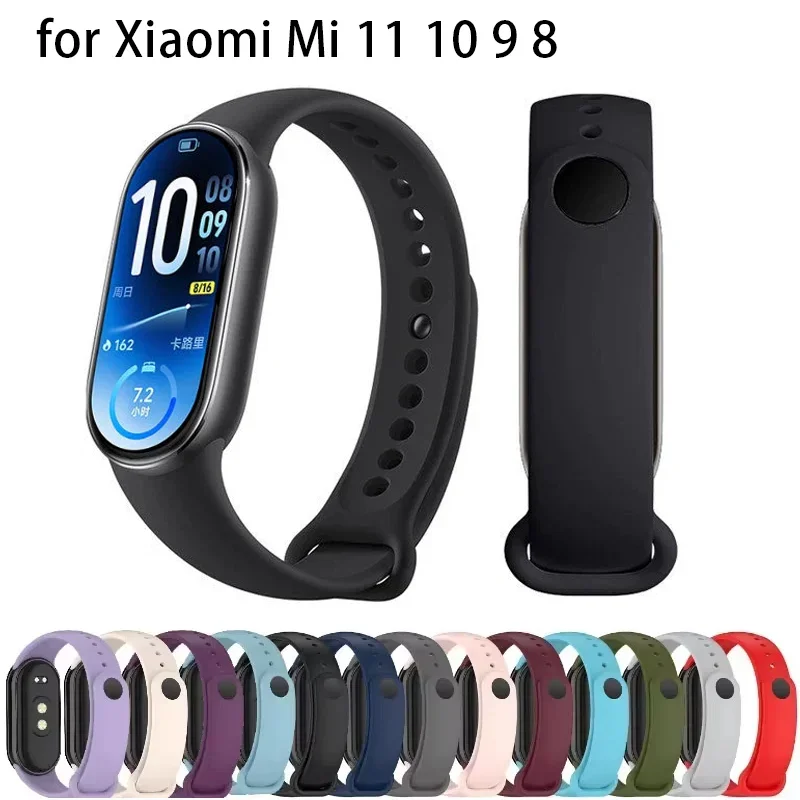 Soft Original Silicone Strap for Xiaomi Mi Band 11 10 Sports Smart Bracelet Wristband Mi Band 8 9 Replacement Bands Accessories