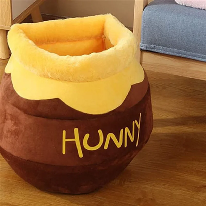 

AD-Pet Nest Removable Plush Mat Cat Puppy Mat Honey Jar Shape Semi-Enclosed Warm Pet Nest