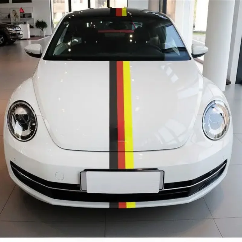 Car Sticker Color Stripe Rally Side Hood Racing Vinyl Decal Sticker Film Decor Car Accessories Three Color National Flag Sticker