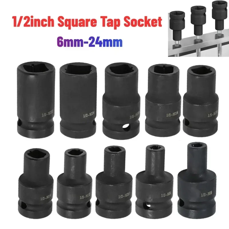 

10PCS Double Head Suqare Tap Die Socket Adapter 1/2 '' Driver Screw Threading Tool For Pneumatic Ratchet Wrench Drill M6-M24 Ser