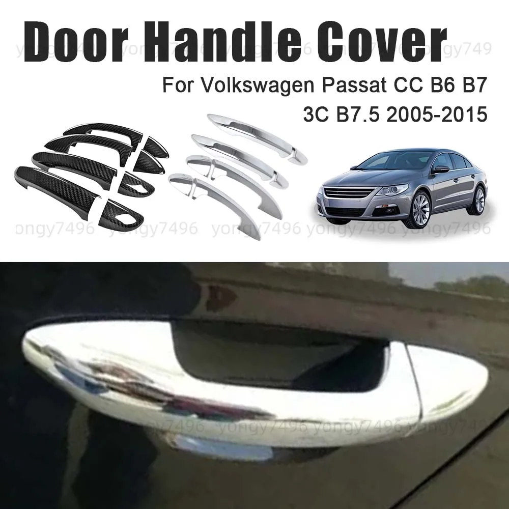 

Обновленная крышка дверной ручки автомобиля для Volkswagen Passat CC B6 B7 3C B7.5 2005-2015, хромированное серебряное углеродное волокно, автомобильные аксессуары