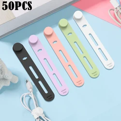 50Pcs Adjustable Silicone Cable Ties Reusable Wire Organizer Cord Ties for Bundling Charger Mouse Earphone Data Line Cable