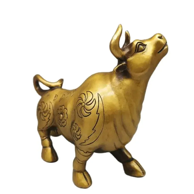 Brass Yellow Cattle Ornament, Copper Bull Head Raising, Bull Prosperity Market, Cattle Crafts