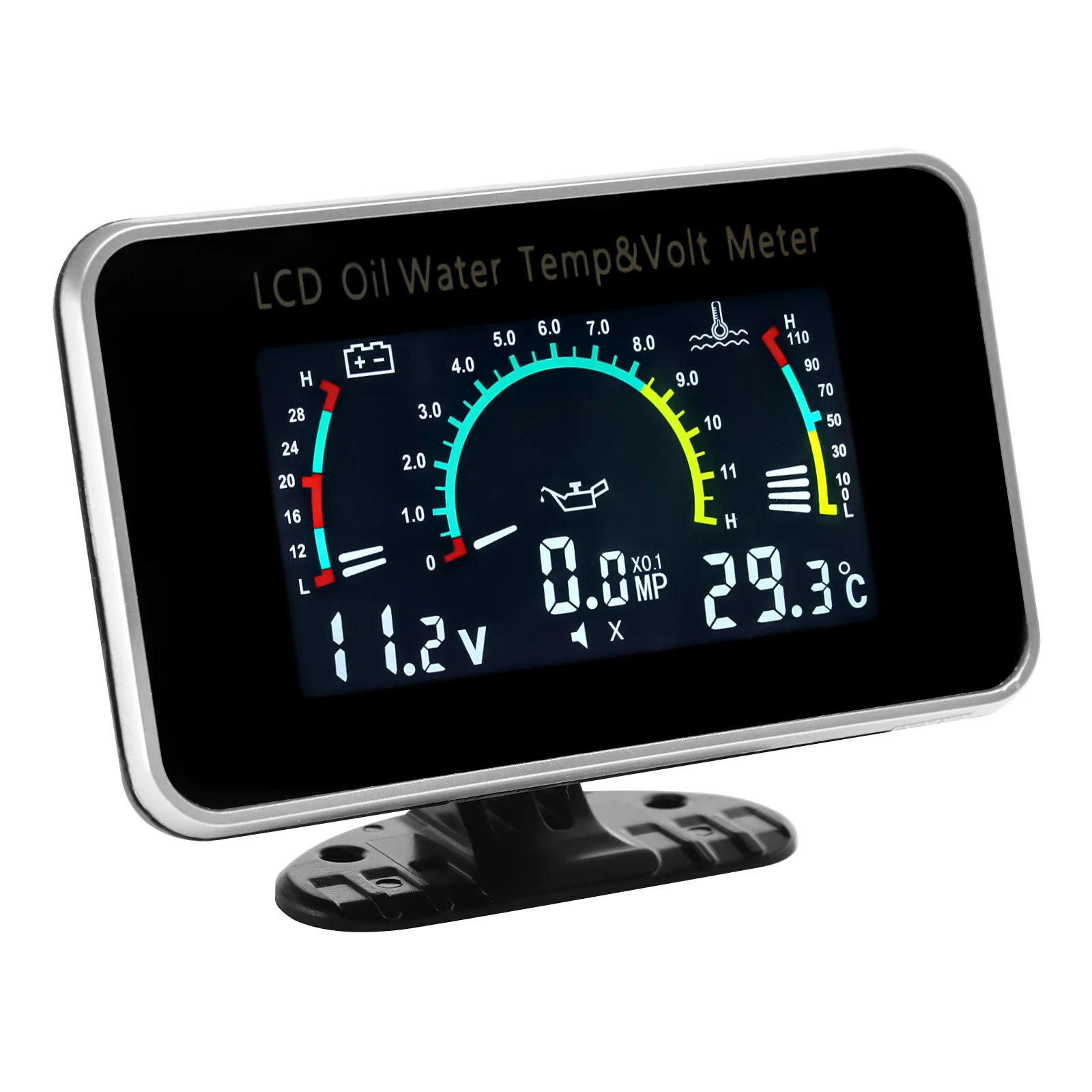 3 IN 1 LCD Ölçer Çok Fonksiyonlu Yağ Sıcaklığı + Su Sıcaklığı + Voltmetre Sensörlü 1/8NPT Kamyon için 12V24V
