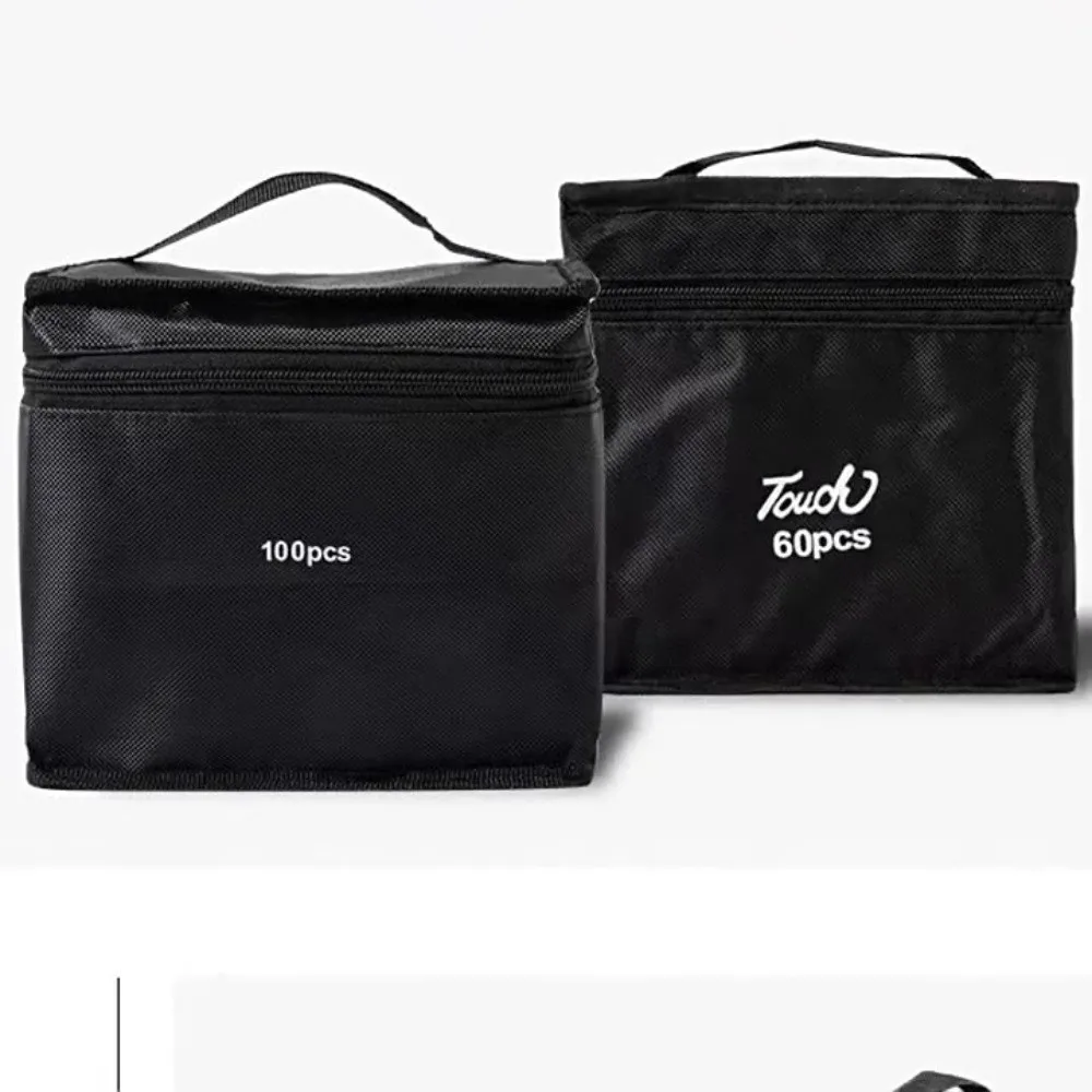 Black Color Marker Pens Storage Bag 12-168 Count Zippered Closure Art Markers Organizer Handbag Style Massive Storage