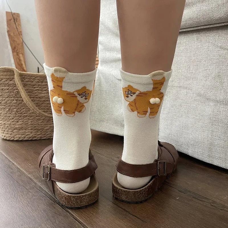 2/3/5 Paar niedliche Baumwollsocken mit Cartoon-Katzenmotiven, Paarsocken für Damen und Herren, lustige Katzensocken, Kawaii-Stricksocken, originelles Weihnachtsgeschenk – Detail 16