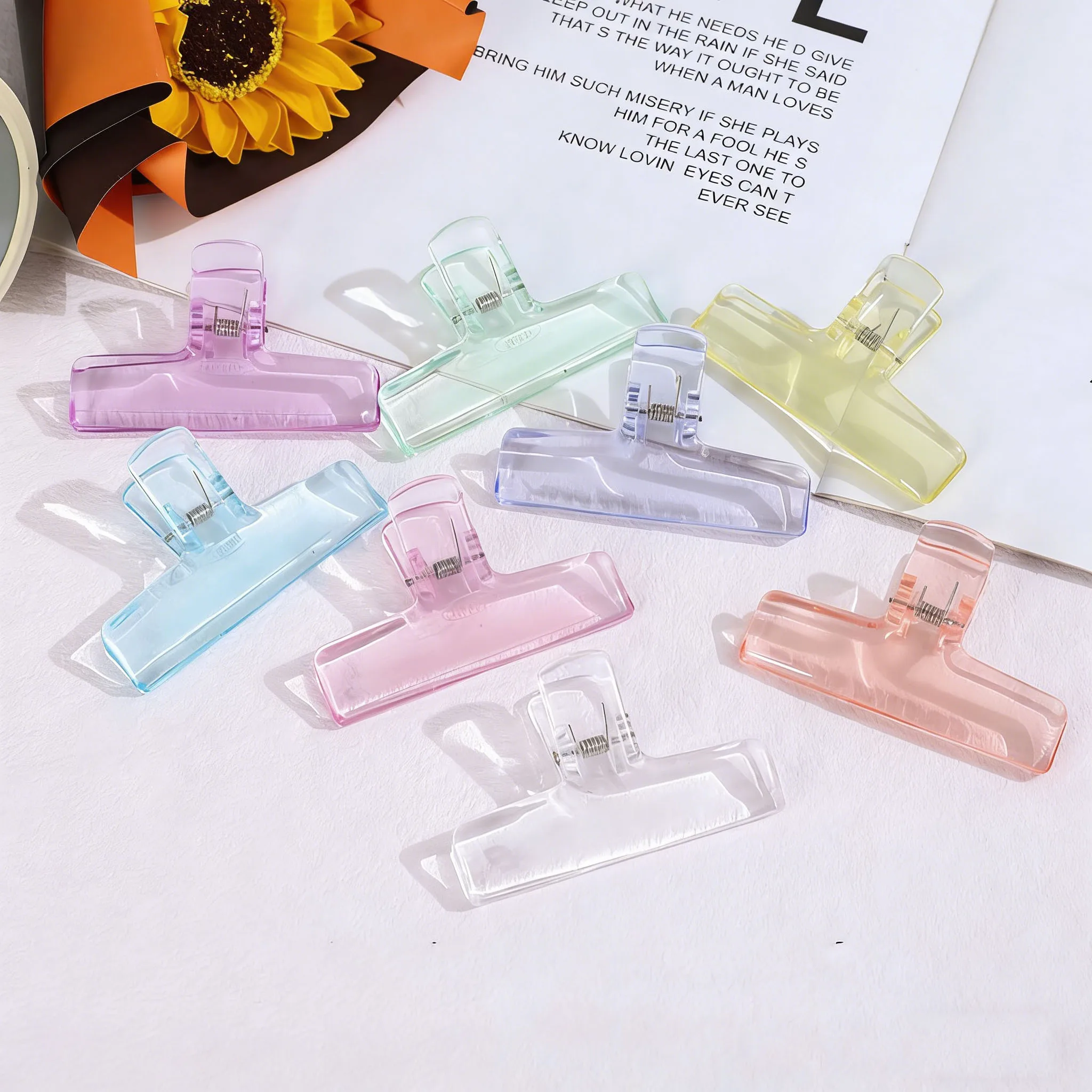 10Pcs Creative Transparent Jelly Clip Storage Supplies Stationery School Office Supplies Storage Clip