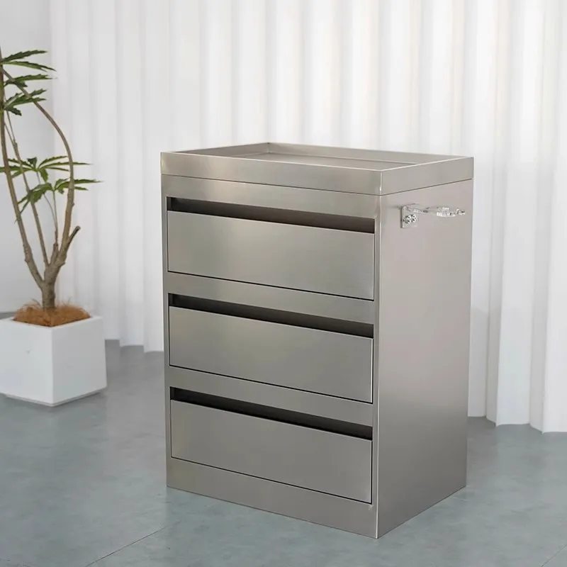 الفولاذ المقاوم للصدأ صالون الشعر عربة مصنع مخصص بسيط ضوء فاخر نمط صالون حلاقة أداة مقص تخزين منضدة