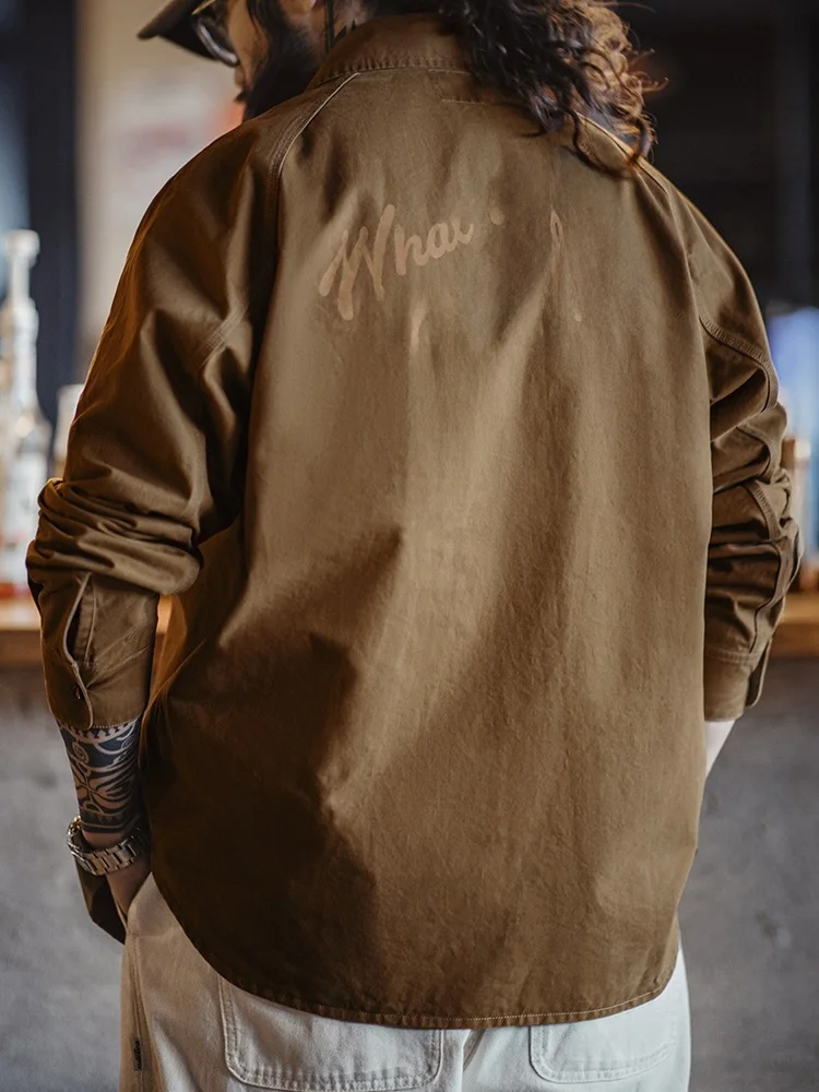 

Мужская осенняя верхняя одежда Maden American Retro Print с длинным рукавом, хлопковая, в стиле рабочей одежды, повседневная, уличная, в стиле вестерн, ковбойская рубашка