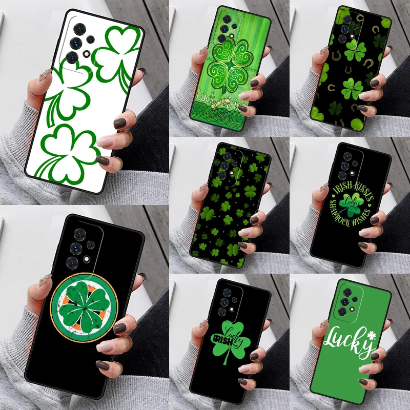 Ireland Shamrock Lucky Phone Case For Samsung Galaxy S23 S21 S20 FE S24 S22 Ultra Note20 S10 S9 S8 Plus A40 A52 A12 A13 A53