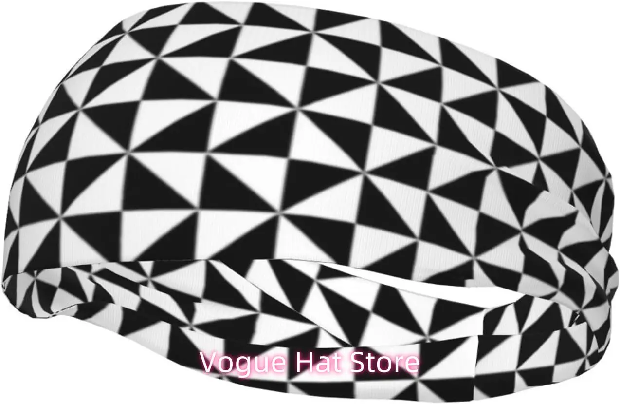 

Black and White-06 Checkered Headbands,Fashion Hair Bands Yoga Running Sports Workout Gym Stretchy Turbans for Women Men