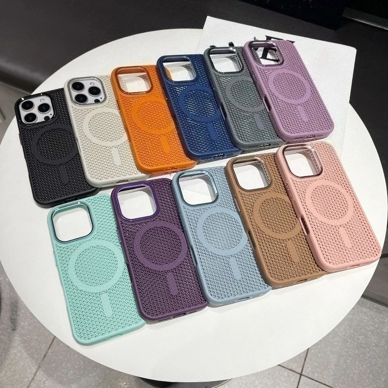 Wärmeableitende Magnetische Stoßfeste Hülle für iPhone 17 16 15 14 13 12 Pro Max Air Plus Handyhülle für Mädchen und Männer mit Legierungs-Linsenschutz