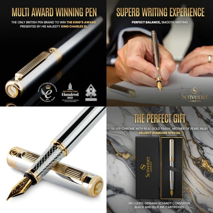 

Fountain Pen - Stunning Luxury Pen, Real Gold Finish Schmidt Gilded,Best Pen Gift Set for Men Women, Professional, Executive Of