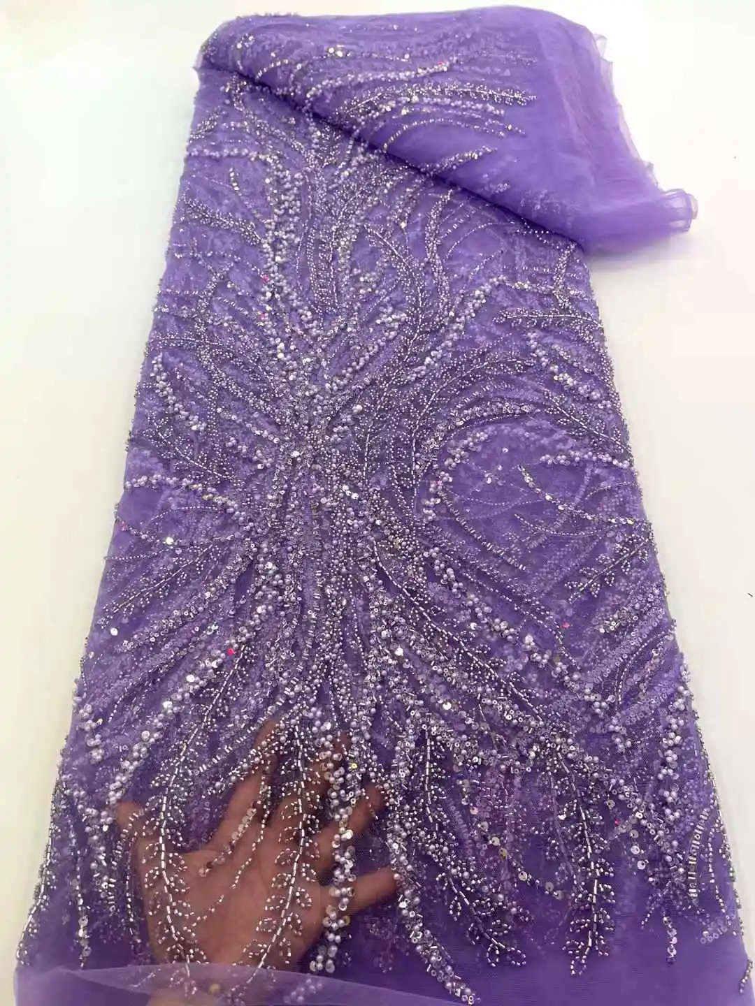 

New 3D Lace African Lace Fabric 2025 New High Quality Sequins French Beaded Tulle Laces For Nigerian Wedding Dresses Sewing